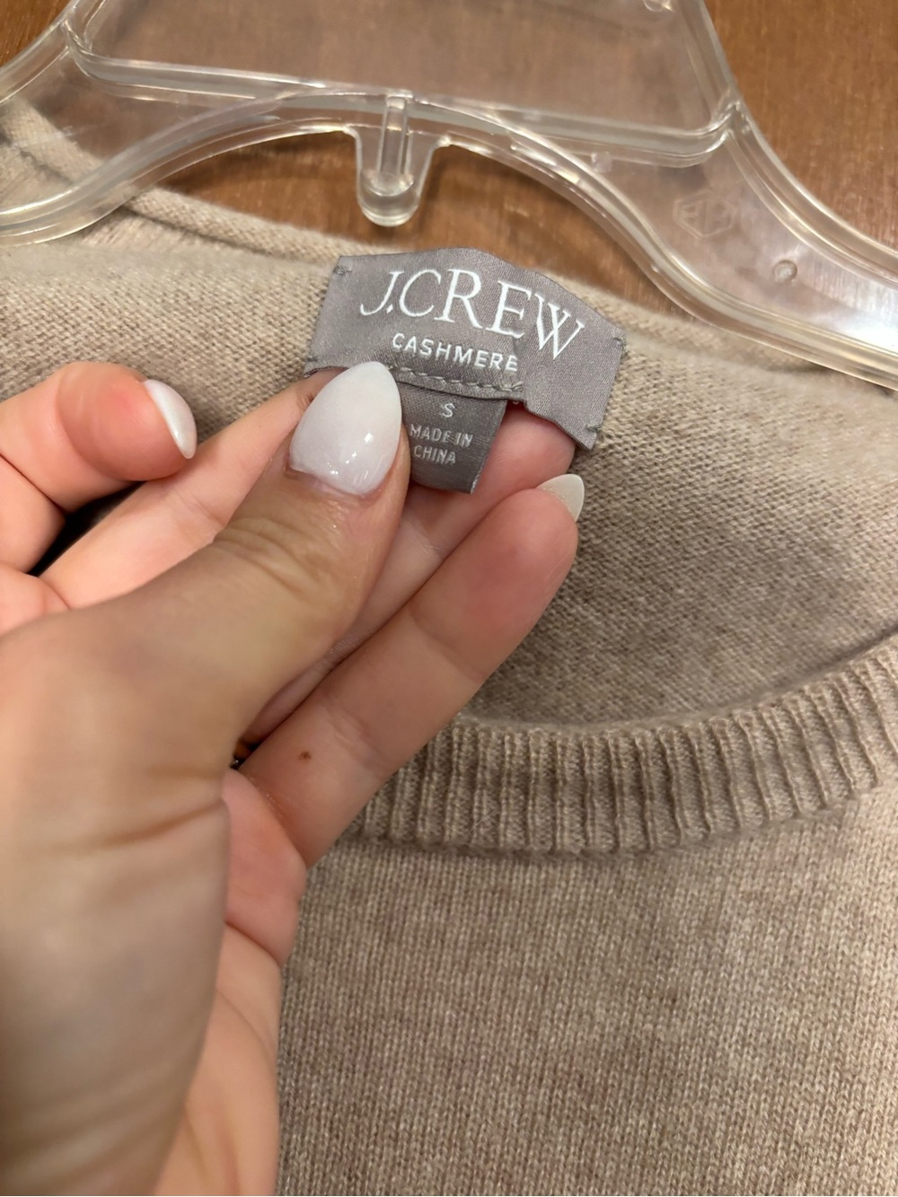 Cashmere J. Crew Short Sleeve Crewneck Sweater in Light Beige - Picture 4 of 7